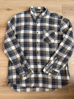 Vans Men's Brown, Blue & White Plaid Button-Down Shirt